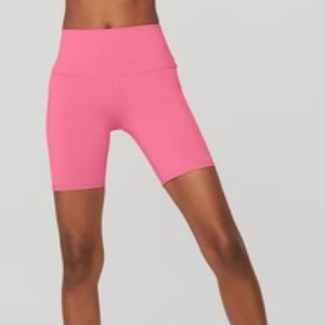 Alo Yoga 7” High Waist Biker Short in Pink Fuschia